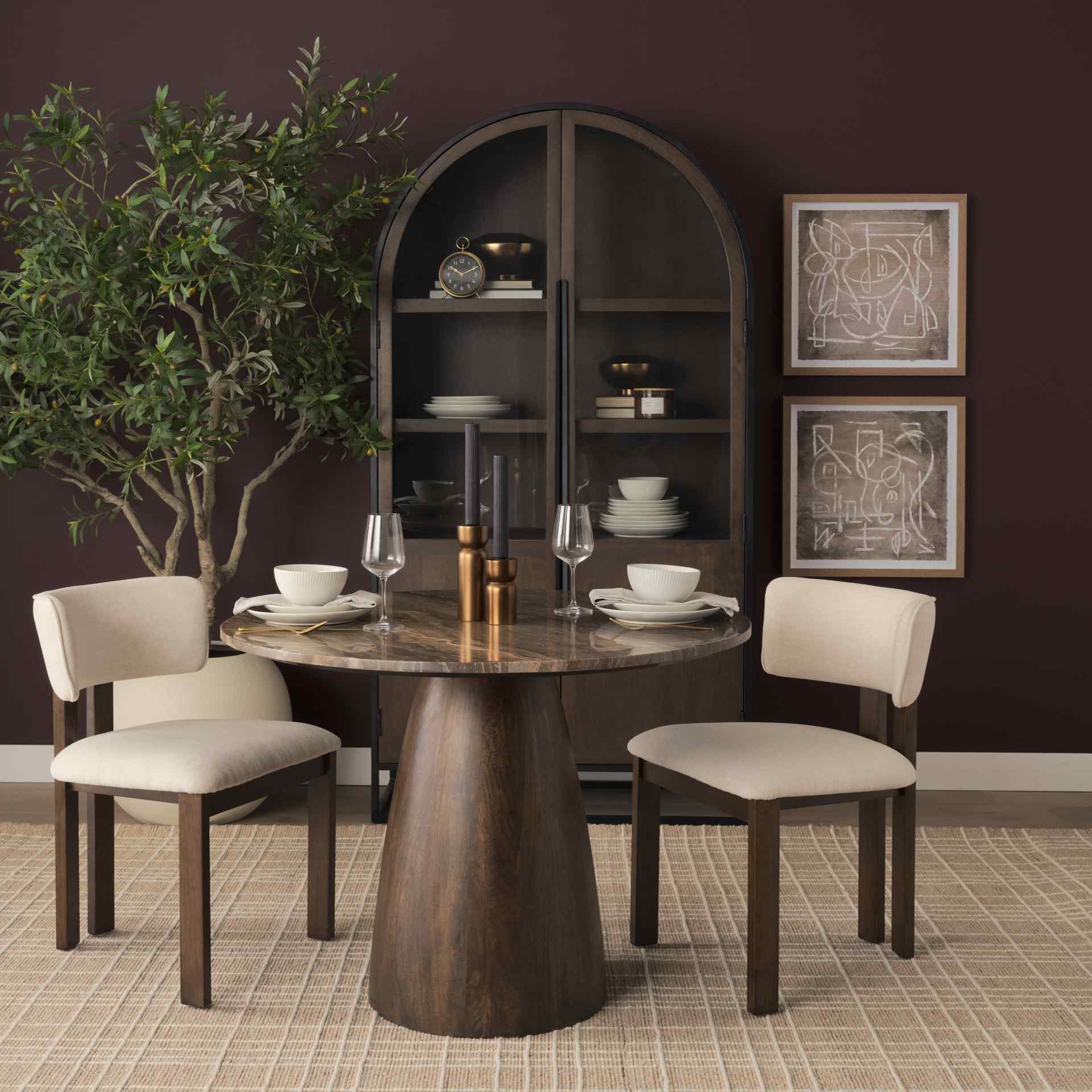 Mercana Soho Curved Open Back Fabric Dining Chair 2PC