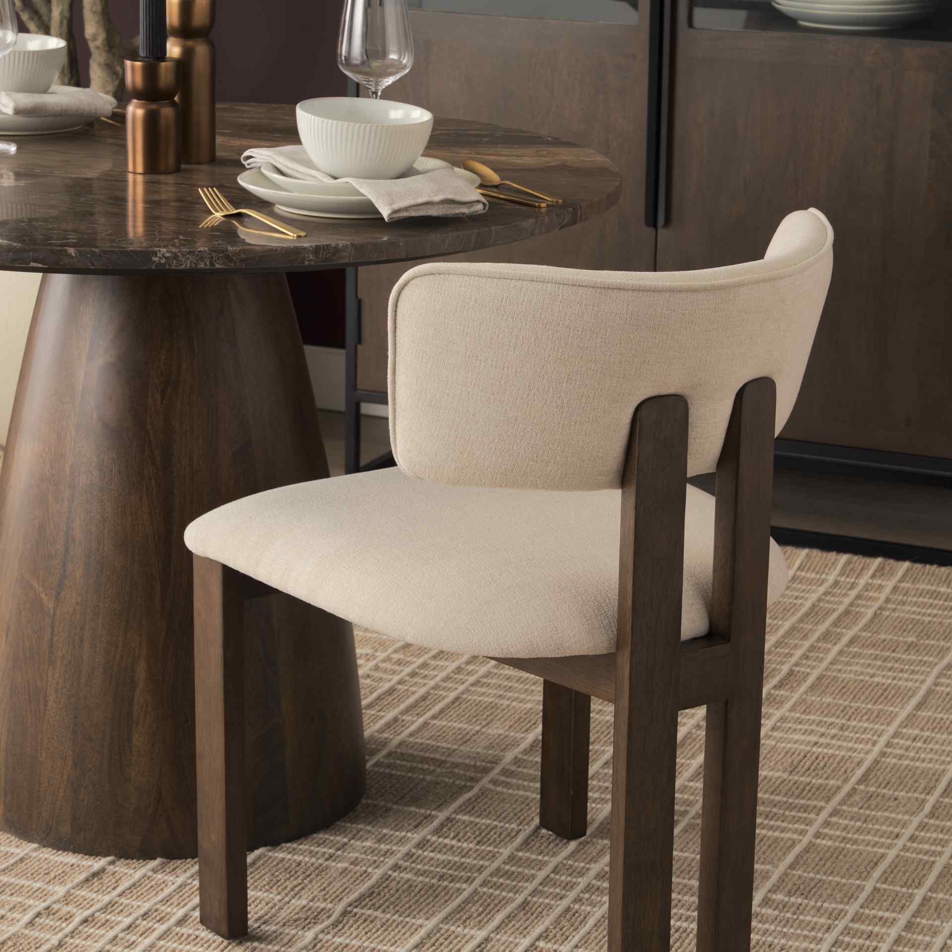 Mercana Soho Curved Open Back Fabric Dining Chair 2PC