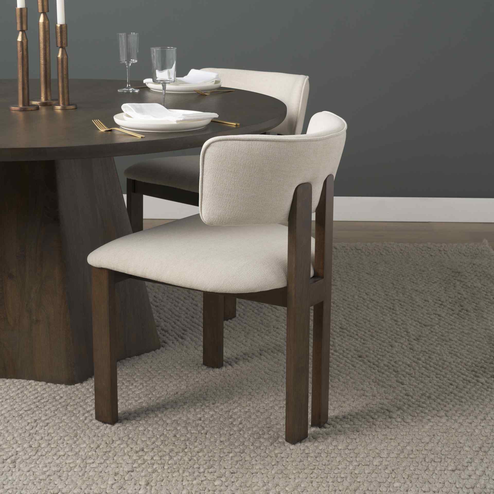 Mercana Soho Curved Open Back Fabric Dining Chair 2PC