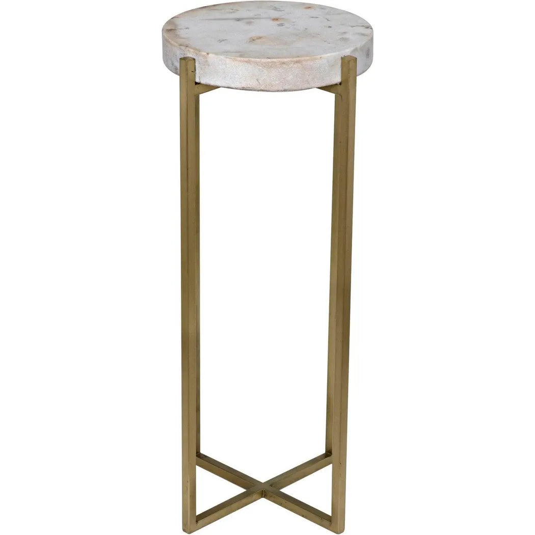Noir Soho Steel and Marble Round Side Table