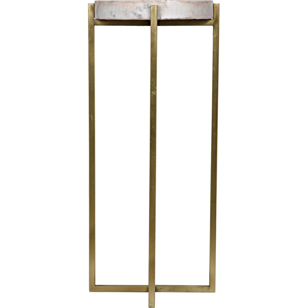Noir Soho Steel and Marble Round Side Table