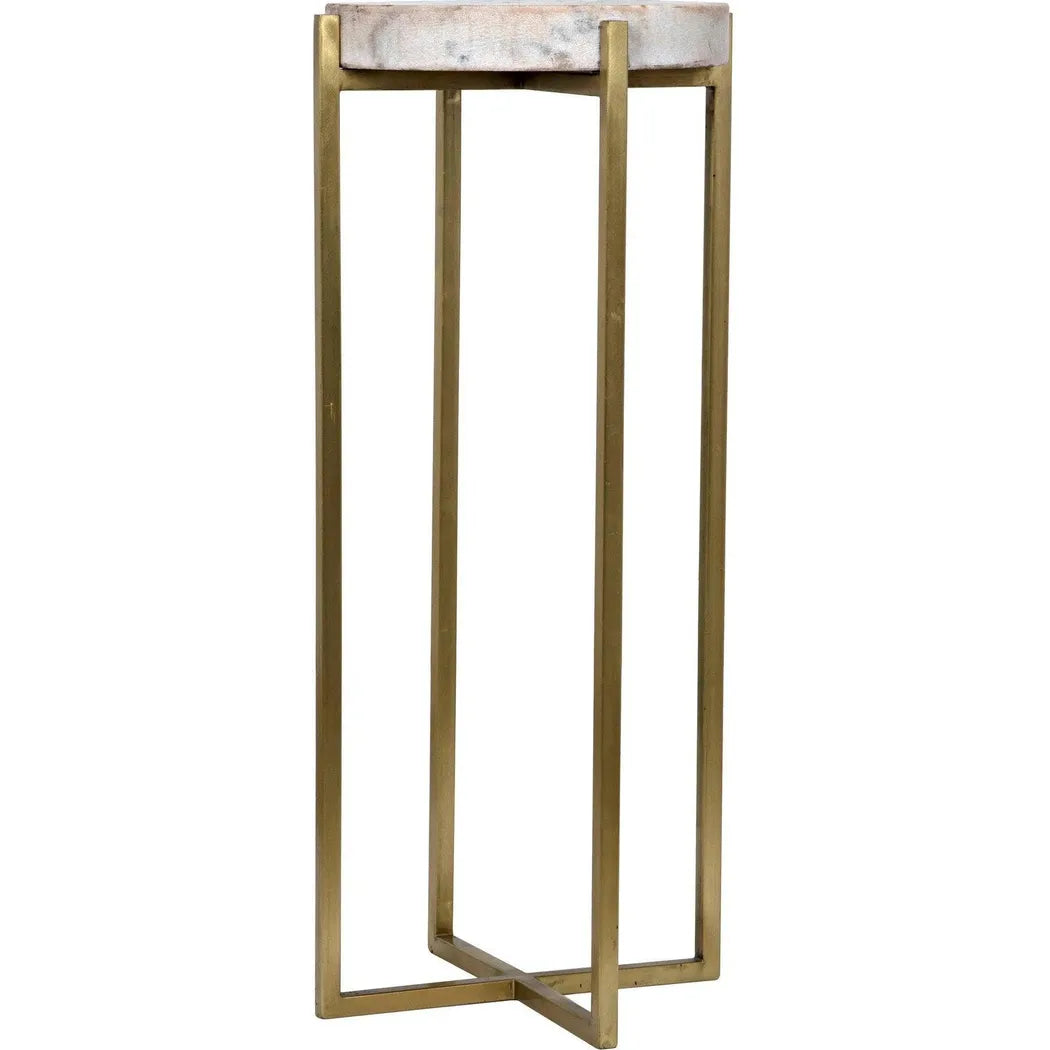 Noir Soho Steel and Marble Round Side Table