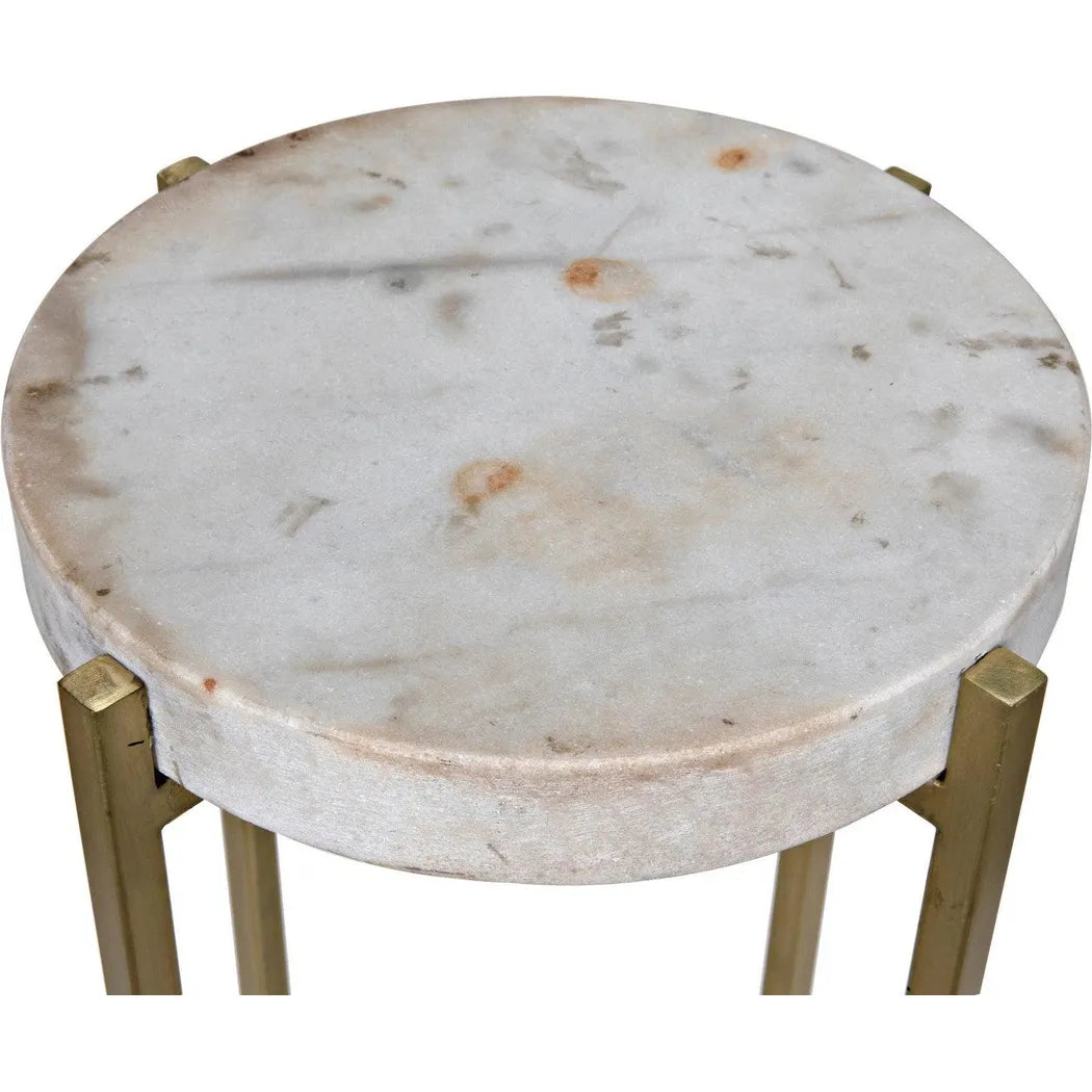 Noir Soho Steel and Marble Round Side Table