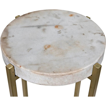 Noir Soho Steel and Marble Round Side Table