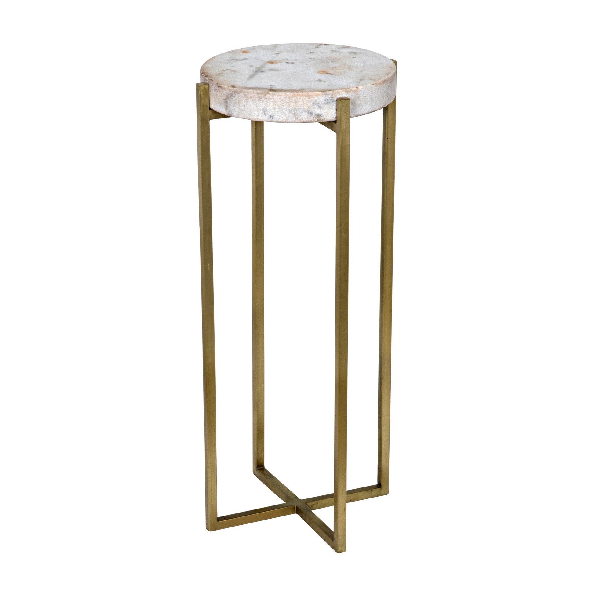 Soho Steel and Marble Round Side Table-Side Tables-Noir-Sideboards and Things