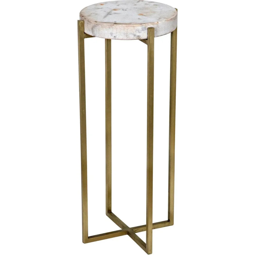 Noir Soho Steel and Marble Round Side Table