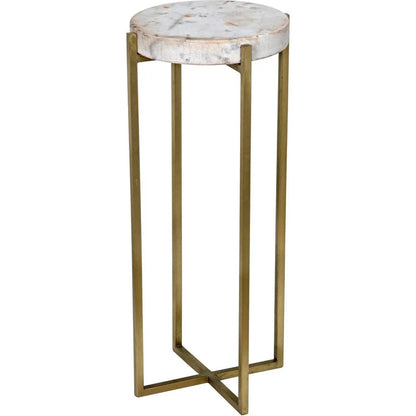 Noir Soho Steel and Marble Round Side Table