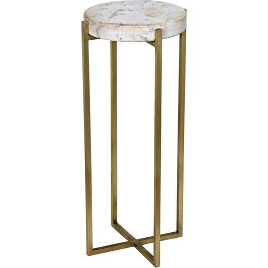 Noir Soho Steel and Marble Round Side Table