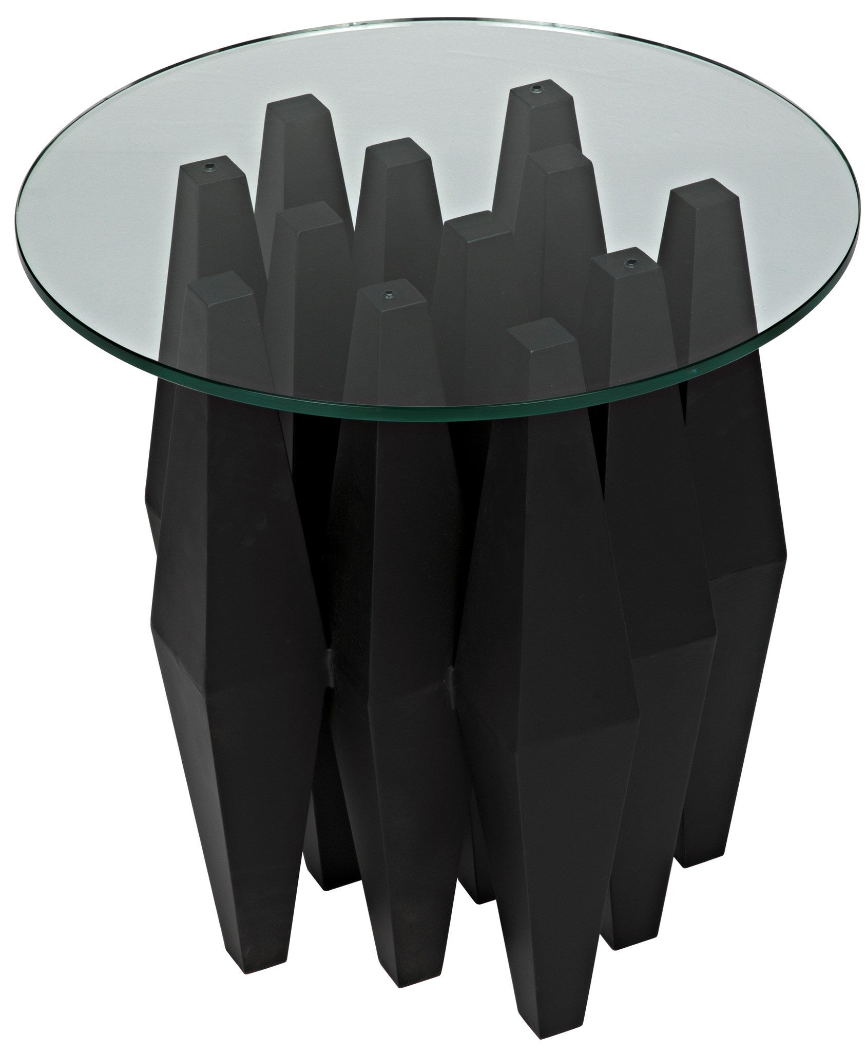 Soldier Side Table, Black Steel with Glass Top-Side Tables-Noir-Sideboards and Things