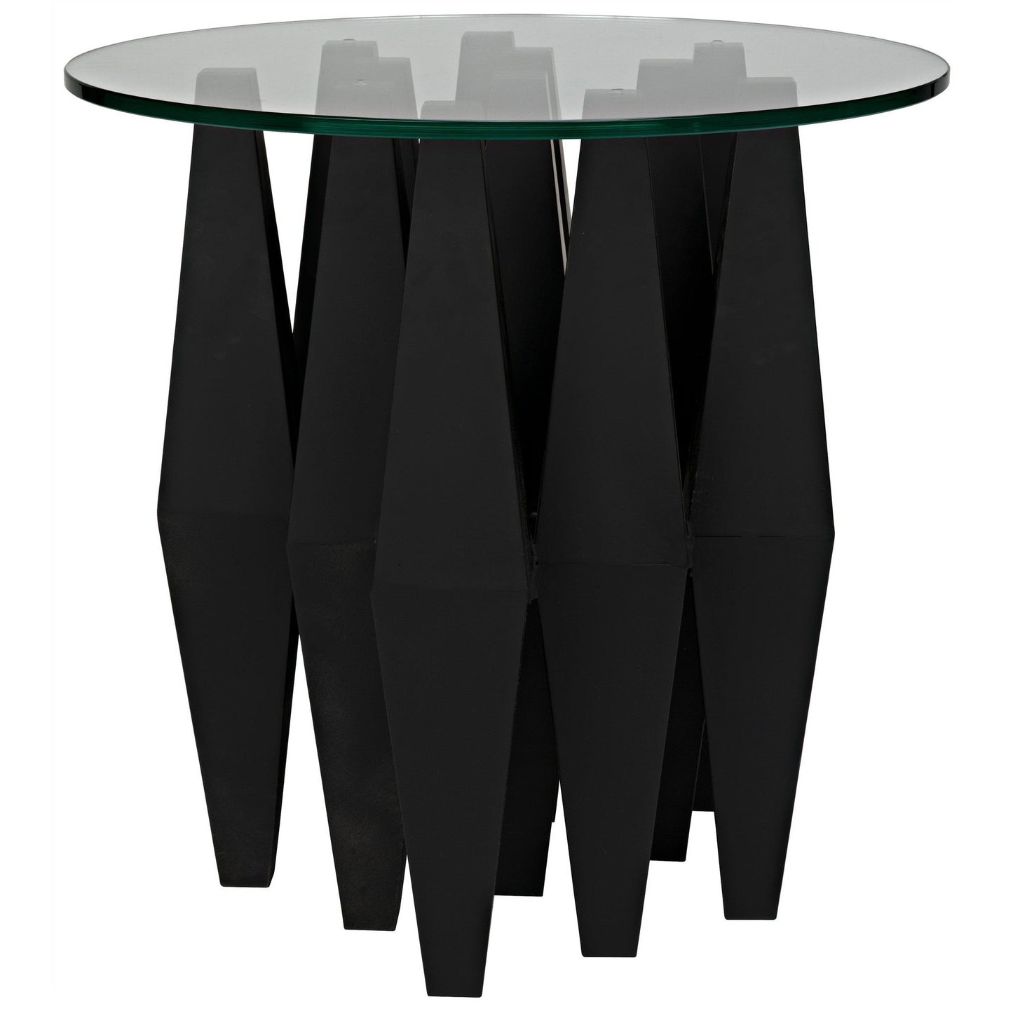 Soldier Side Table, Black Steel with Glass Top-Side Tables-Noir-Sideboards and Things