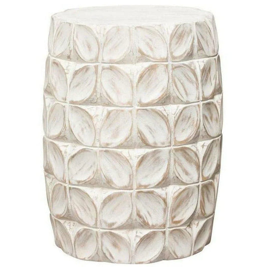 Solid Mango Wood Accent Table in White Finish Leaf Motif Side Tables Sideboards and Things  By Diamond Sofa