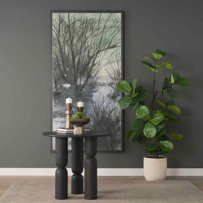 Mercana Sonel Wooden Black Pedestal Foyer Table