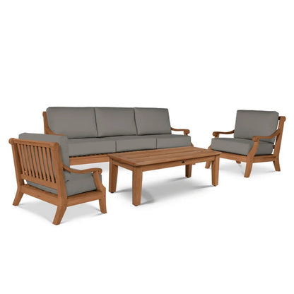 Sonoma Teak Patio Deep Sofa Set with Sunbrella 4PC - LOOMLAN - HiTeak - Outdoor Sofas & Loveseats
