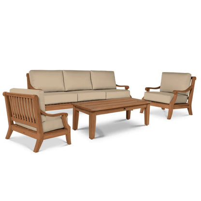 Sonoma Teak Patio Deep Sofa Set with Sunbrella 4PC - LOOMLAN - HiTeak - Outdoor Sofas & Loveseats