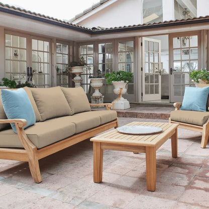 Sonoma Teak Patio Deep Sofa Set with Sunbrella 4PC - LOOMLAN - HiTeak - Outdoor Sofas & Loveseats