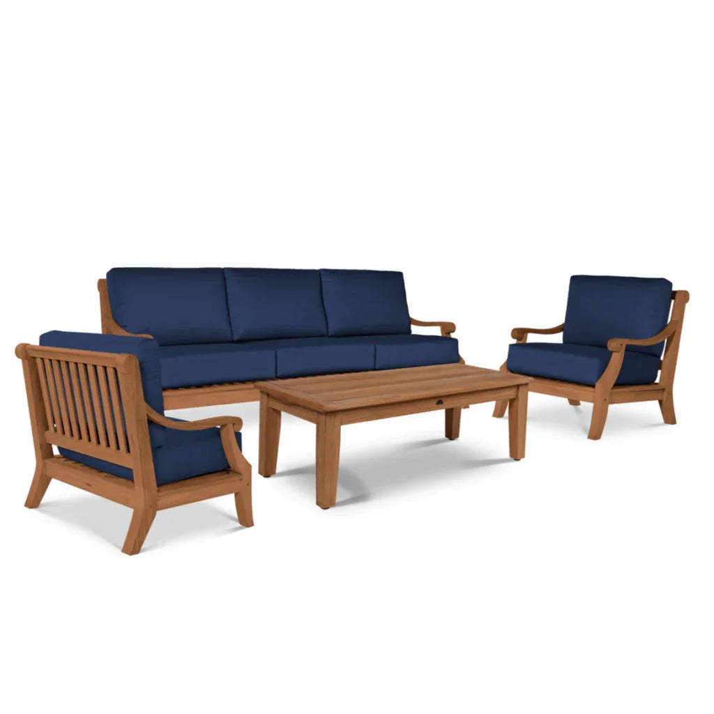 Sonoma Teak Patio Deep Sofa Set with Sunbrella 4PC - LOOMLAN - HiTeak - Outdoor Sofas & Loveseats