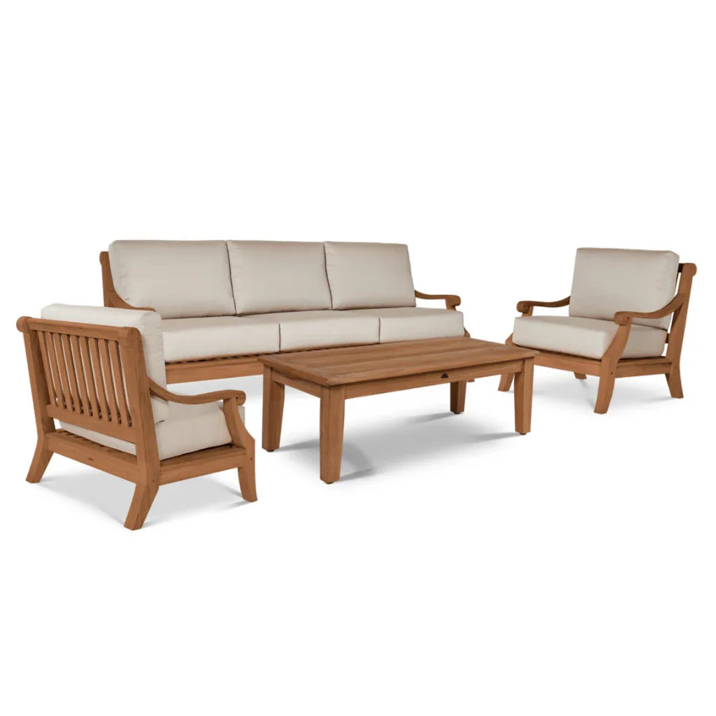 Sonoma Teak Patio Deep Sofa Set with Sunbrella 4PC - LOOMLAN - HiTeak - Outdoor Sofas & Loveseats