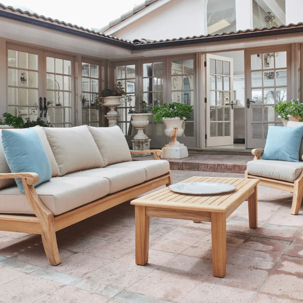 Sonoma Teak Patio Deep Sofa Set with Sunbrella 4PC - LOOMLAN - HiTeak - Outdoor Sofas & Loveseats