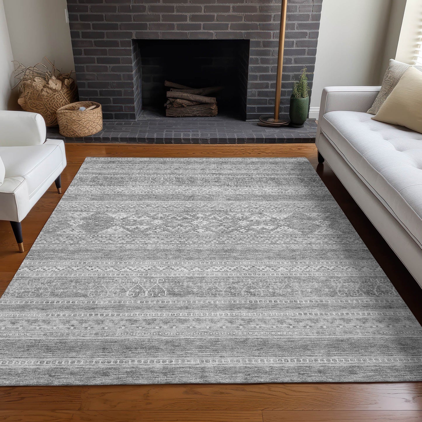Addison Rugs Southwest Grey Washable Indoor-Outdoor Rug