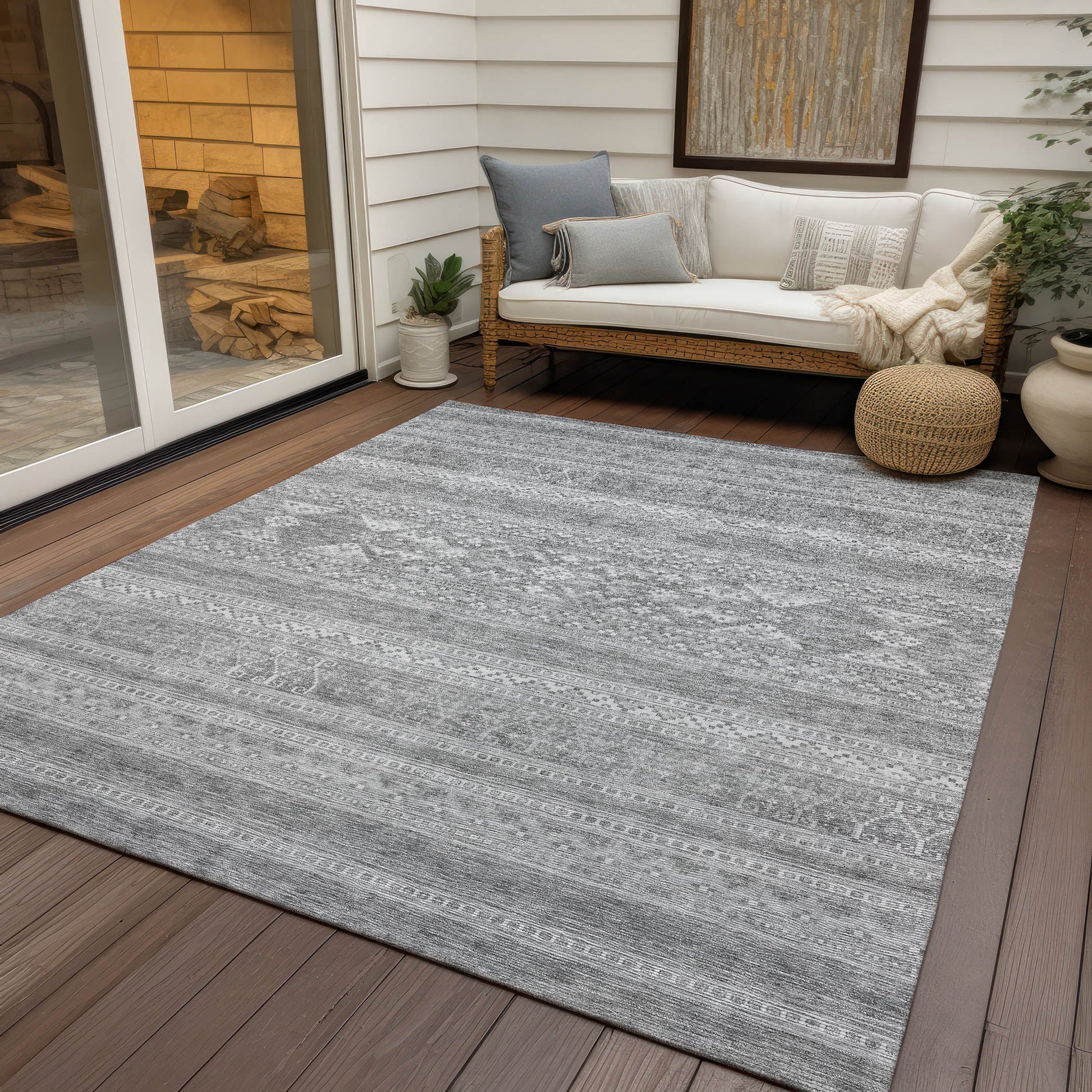 Addison Rugs Southwest Grey Washable Indoor-Outdoor Rug