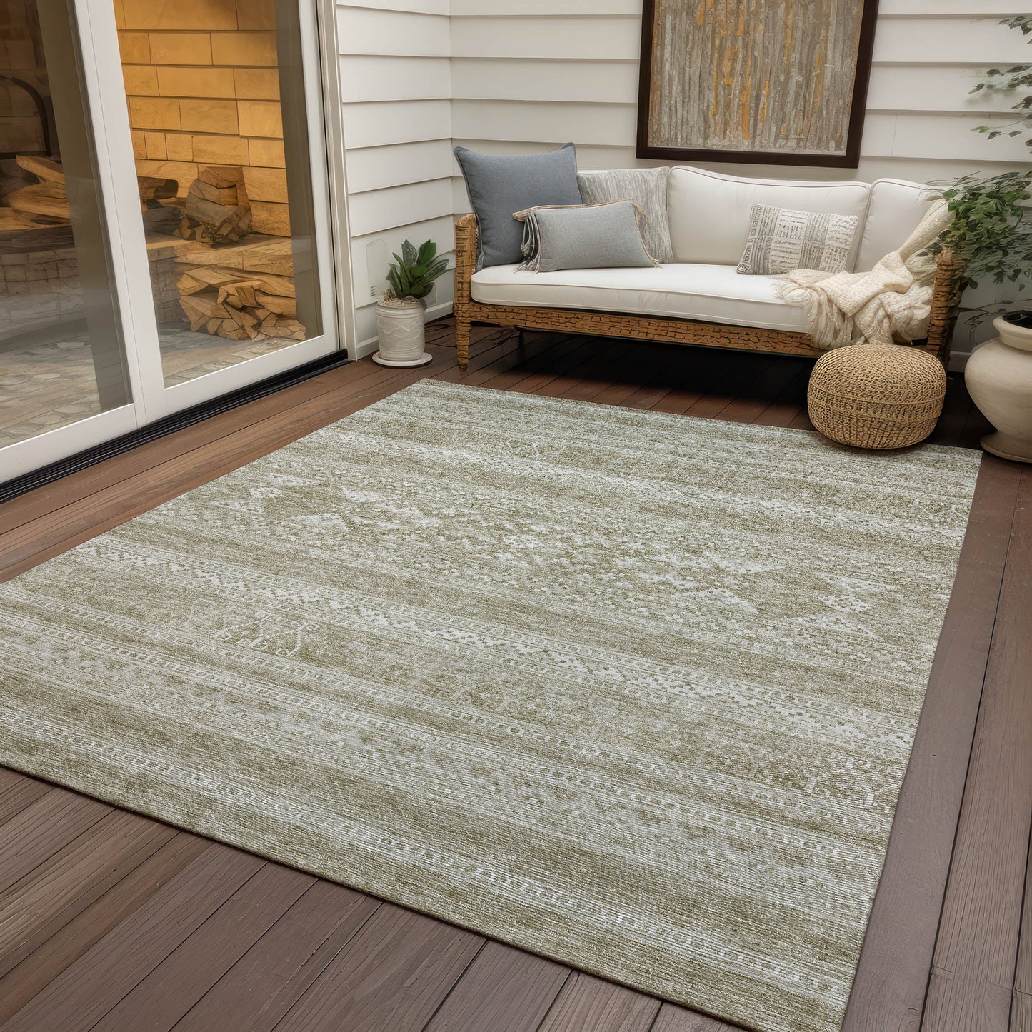 Addison Rugs Southwest Khaki Washable Indoor-Outdoor Rug