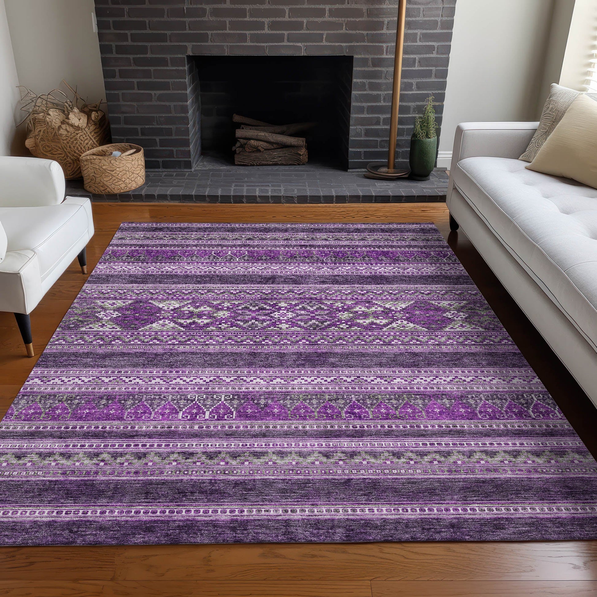 Addison Rugs Southwest Purple Washable Indoor-Outdoor Rug