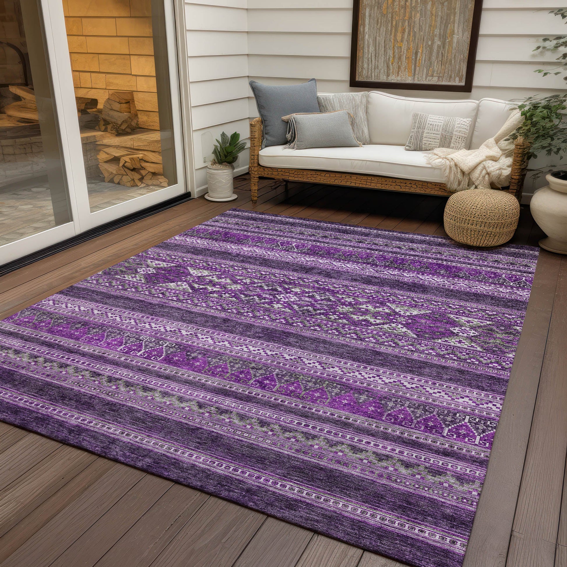 Addison Rugs Southwest Purple Washable Indoor-Outdoor Rug