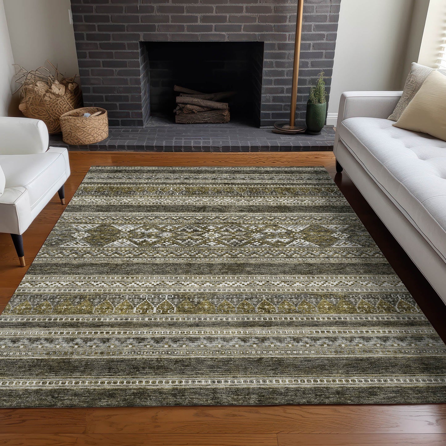 Addison Rugs Southwest Taupe Washable Indoor-Outdoor Rug