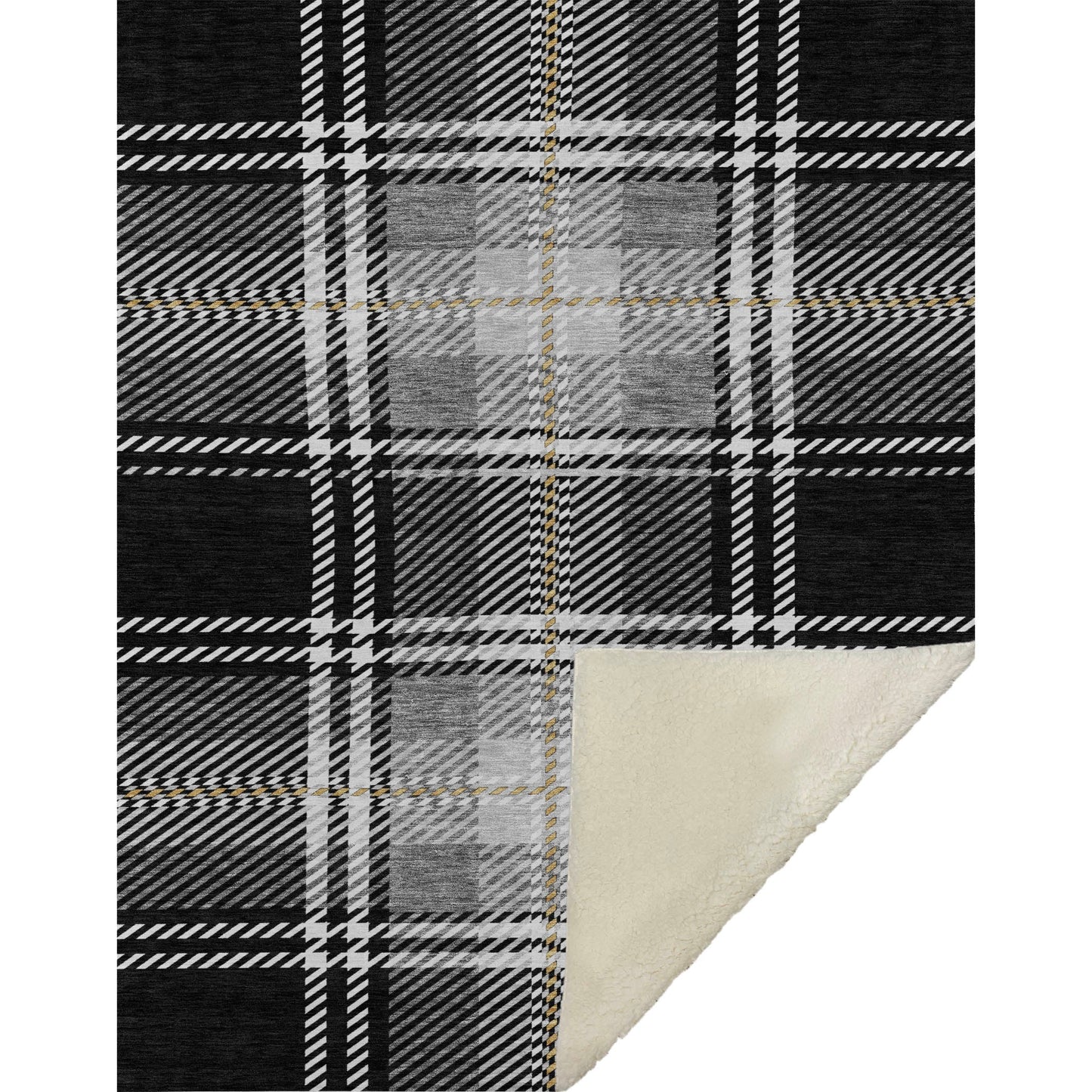 Spiral Whispers Black Washable Indoor-Outdoor Rug