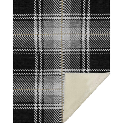 Spiral Whispers Black Washable Indoor-Outdoor Rug