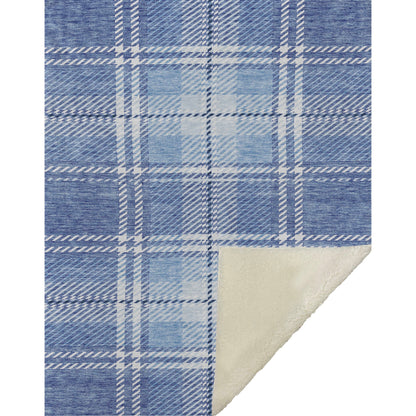 Spiral Whispers Blue Washable Indoor-Outdoor Rug