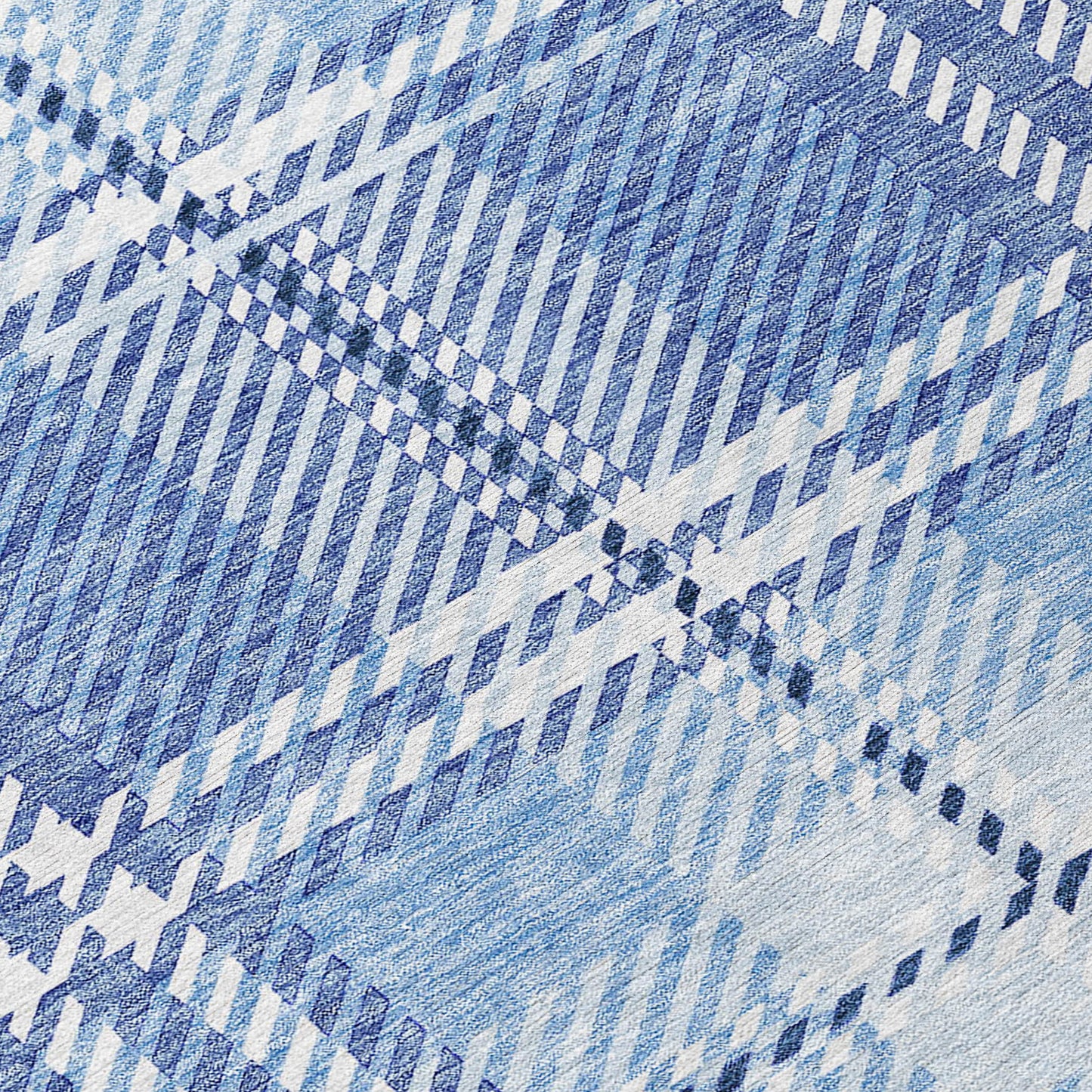 Spiral Whispers Blue Washable Indoor-Outdoor Rug