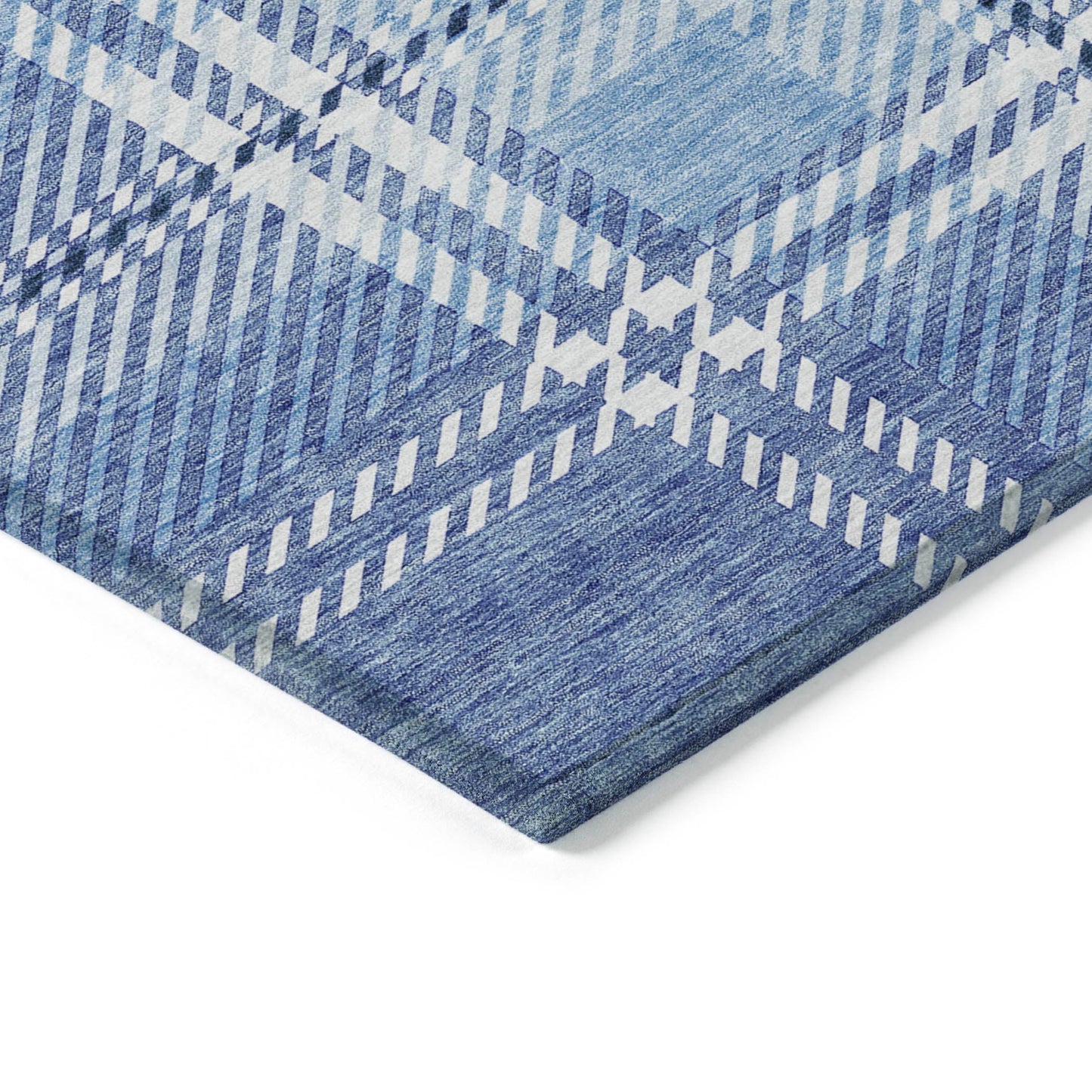 Spiral Whispers Blue Washable Indoor-Outdoor Rug