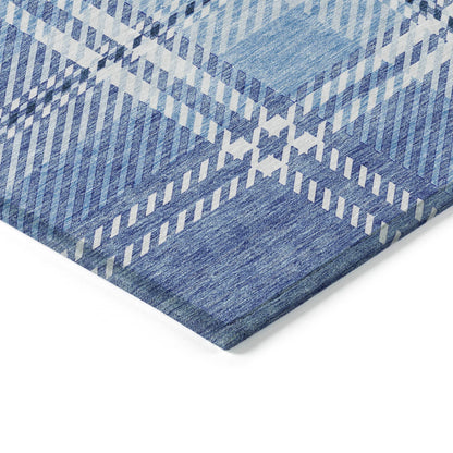 Spiral Whispers Blue Washable Indoor-Outdoor Rug