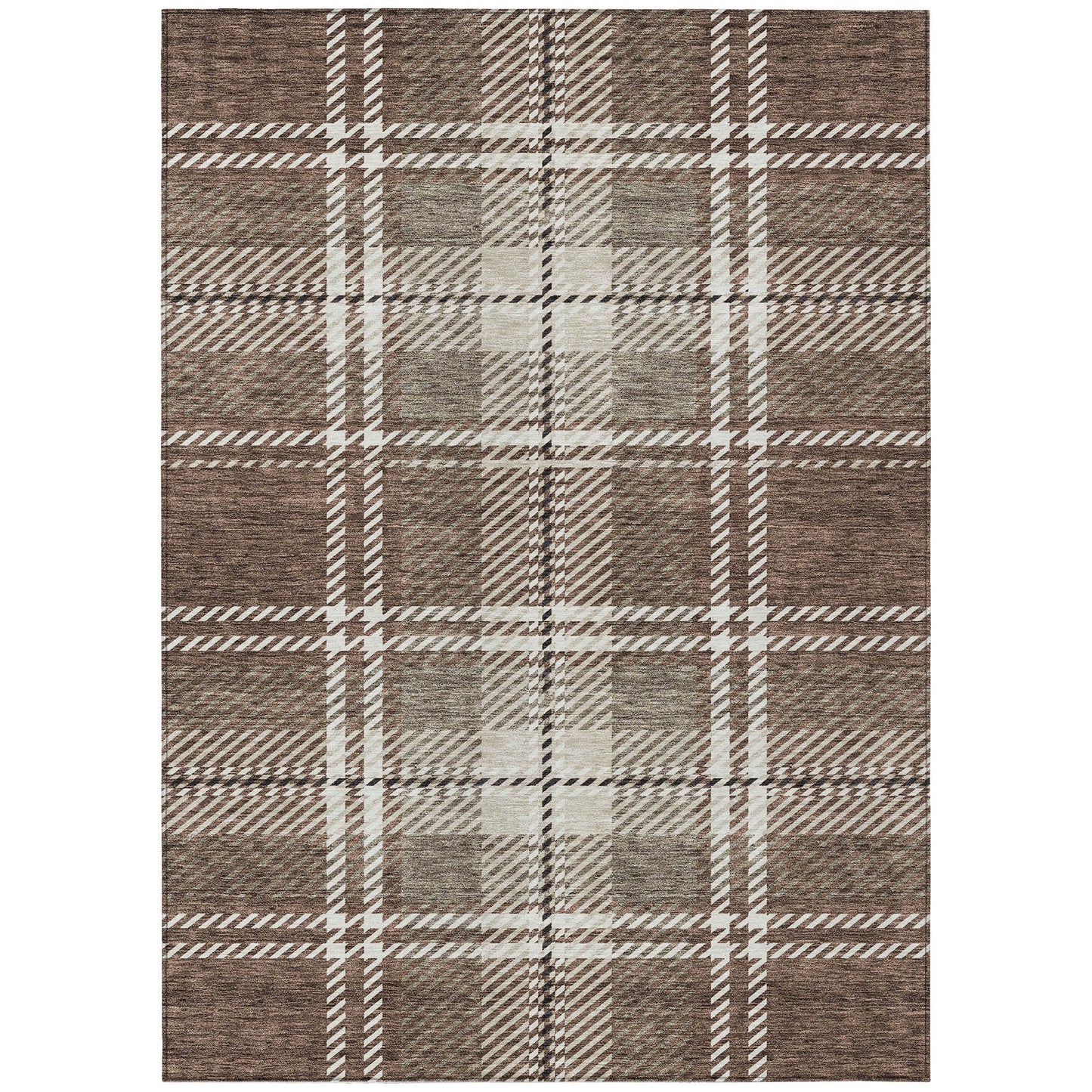 Spiral Whispers Brown Washable Indoor-Outdoor Rug
