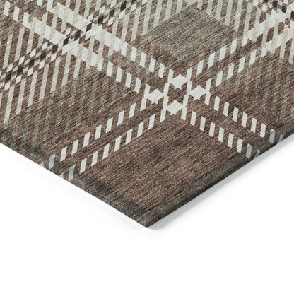 Spiral Whispers Brown Washable Indoor-Outdoor Rug