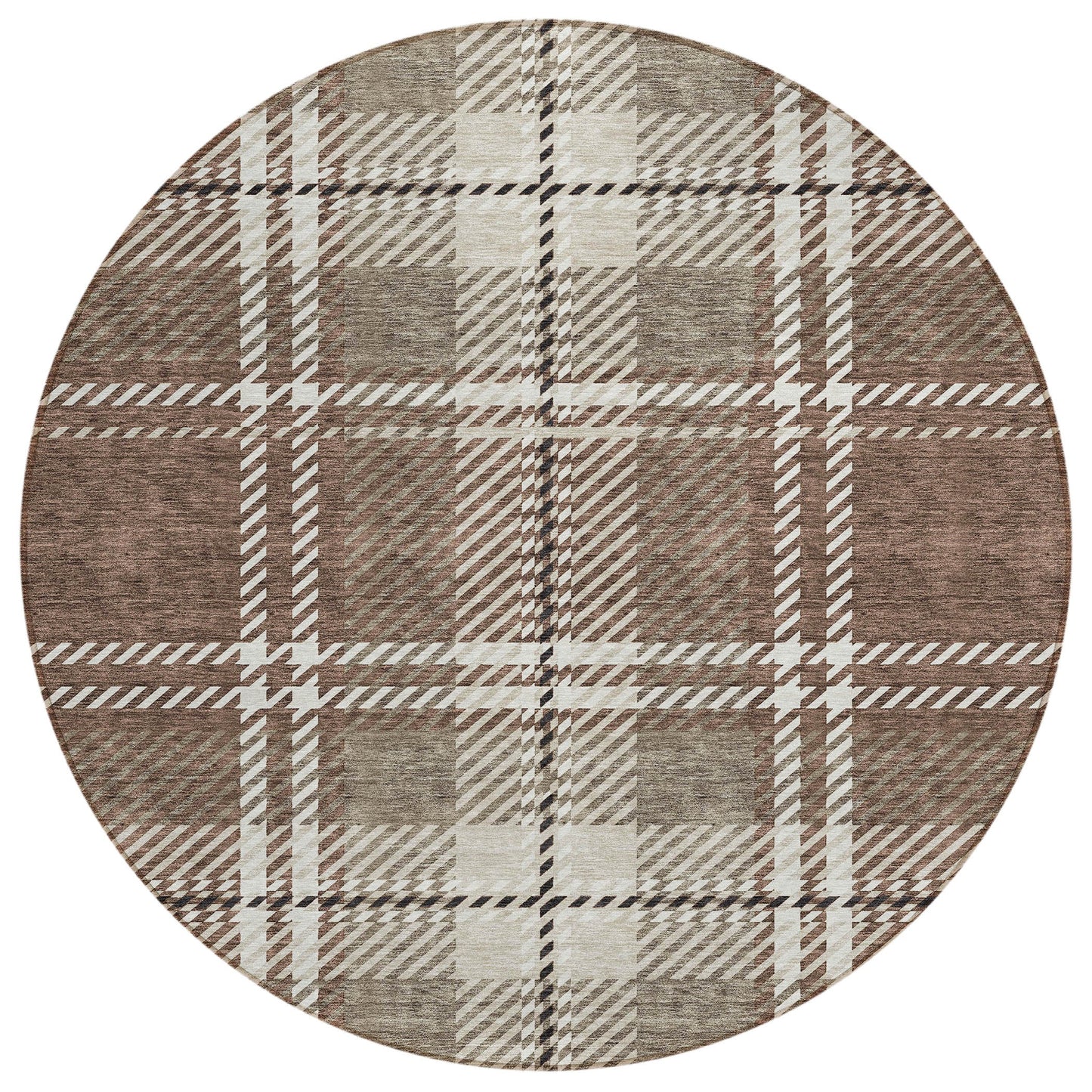 Spiral Whispers Brown Washable Indoor-Outdoor Rug