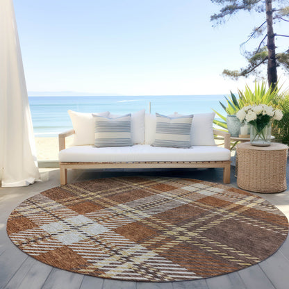 Spiral Whispers Chocolate Washable Indoor-Outdoor Rug