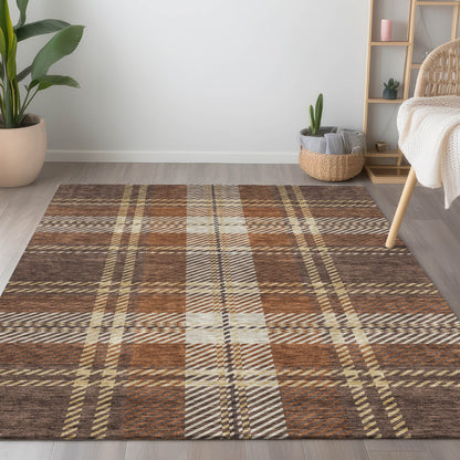 Spiral Whispers Chocolate Washable Indoor-Outdoor Rug