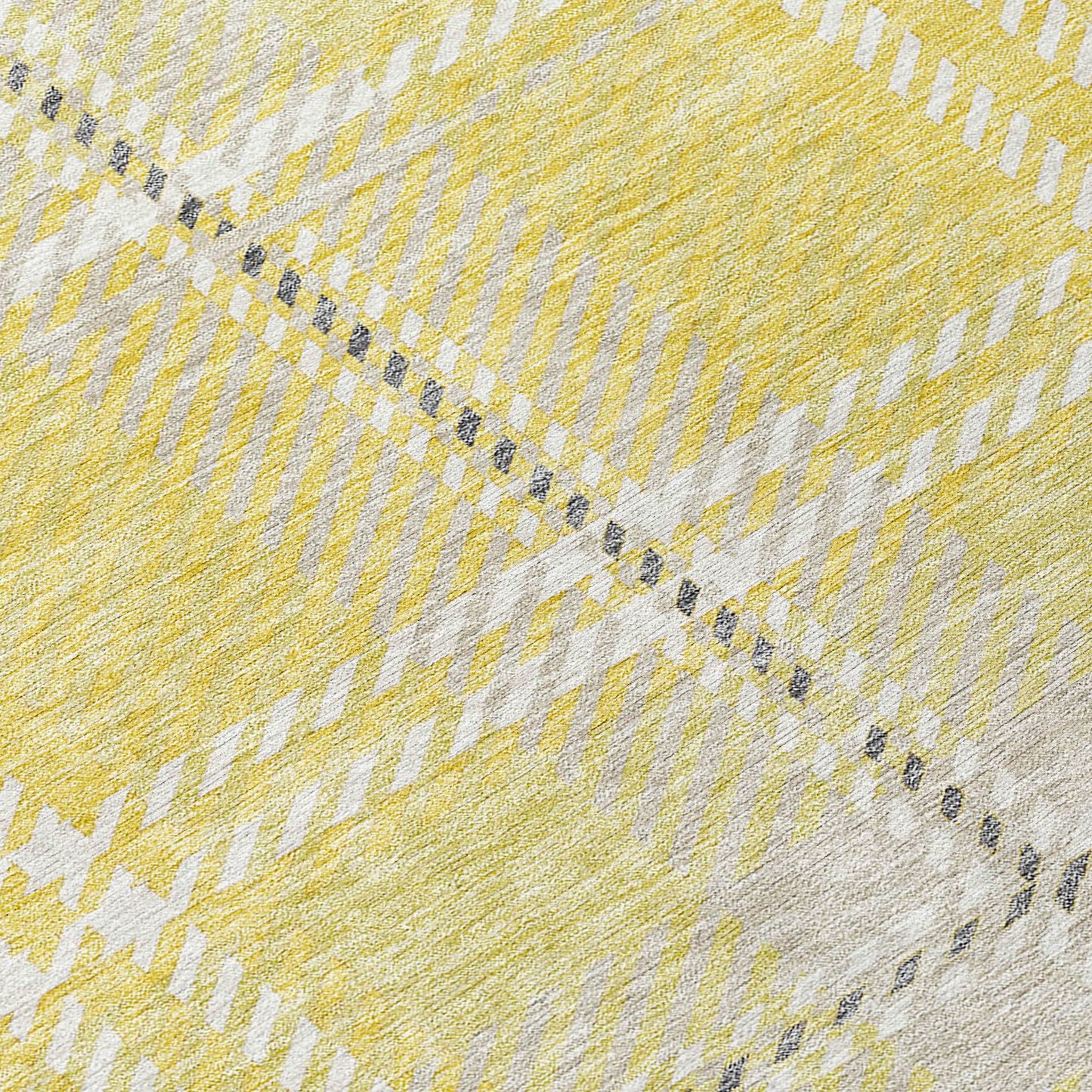 Spiral Whispers Gold Washable Indoor-Outdoor Rug