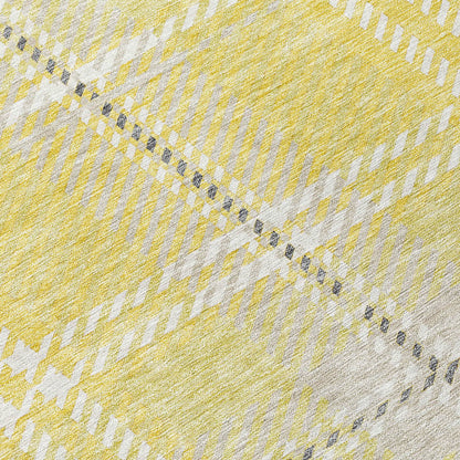 Spiral Whispers Gold Washable Indoor-Outdoor Rug