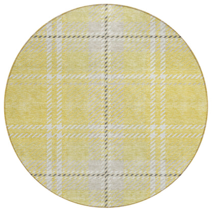 Spiral Whispers Gold Washable Indoor-Outdoor Rug