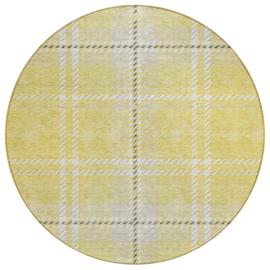 Spiral Whispers Gold Washable Indoor-Outdoor Rug