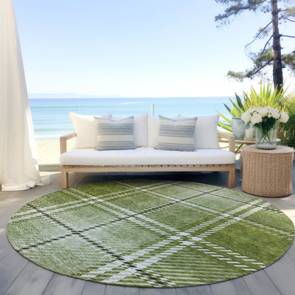Spiral Whispers Green Washable Indoor-Outdoor Rug