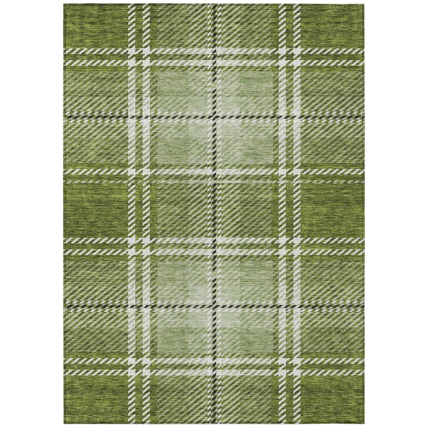 Spiral Whispers Green Washable Indoor-Outdoor Rug