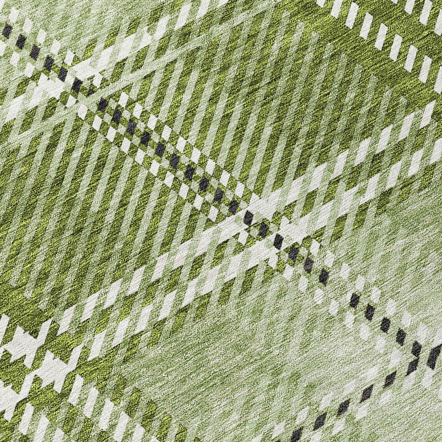 Spiral Whispers Green Washable Indoor-Outdoor Rug