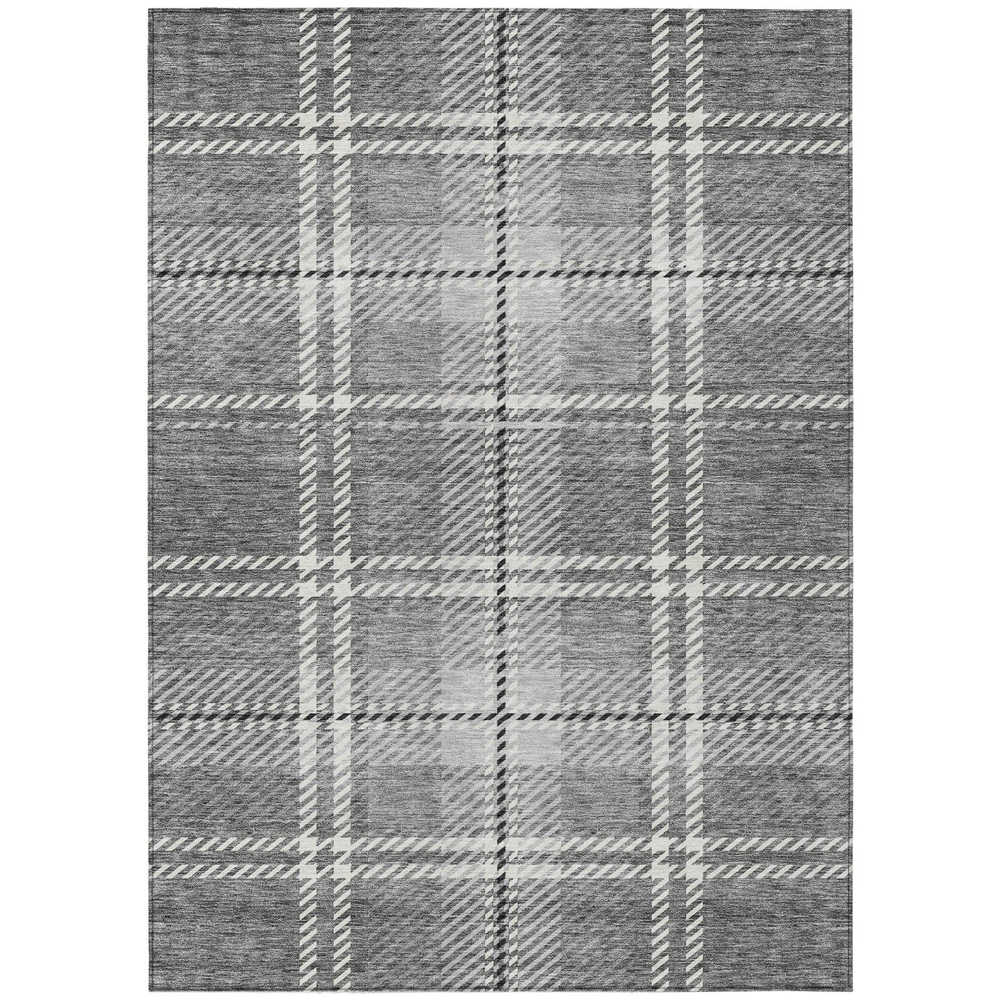 Spiral Whispers Grey Washable Indoor-Outdoor Rug