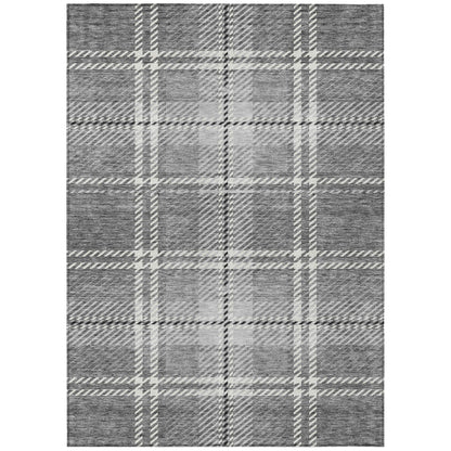 Spiral Whispers Grey Washable Indoor-Outdoor Rug