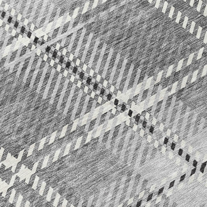 Spiral Whispers Grey Washable Indoor-Outdoor Rug