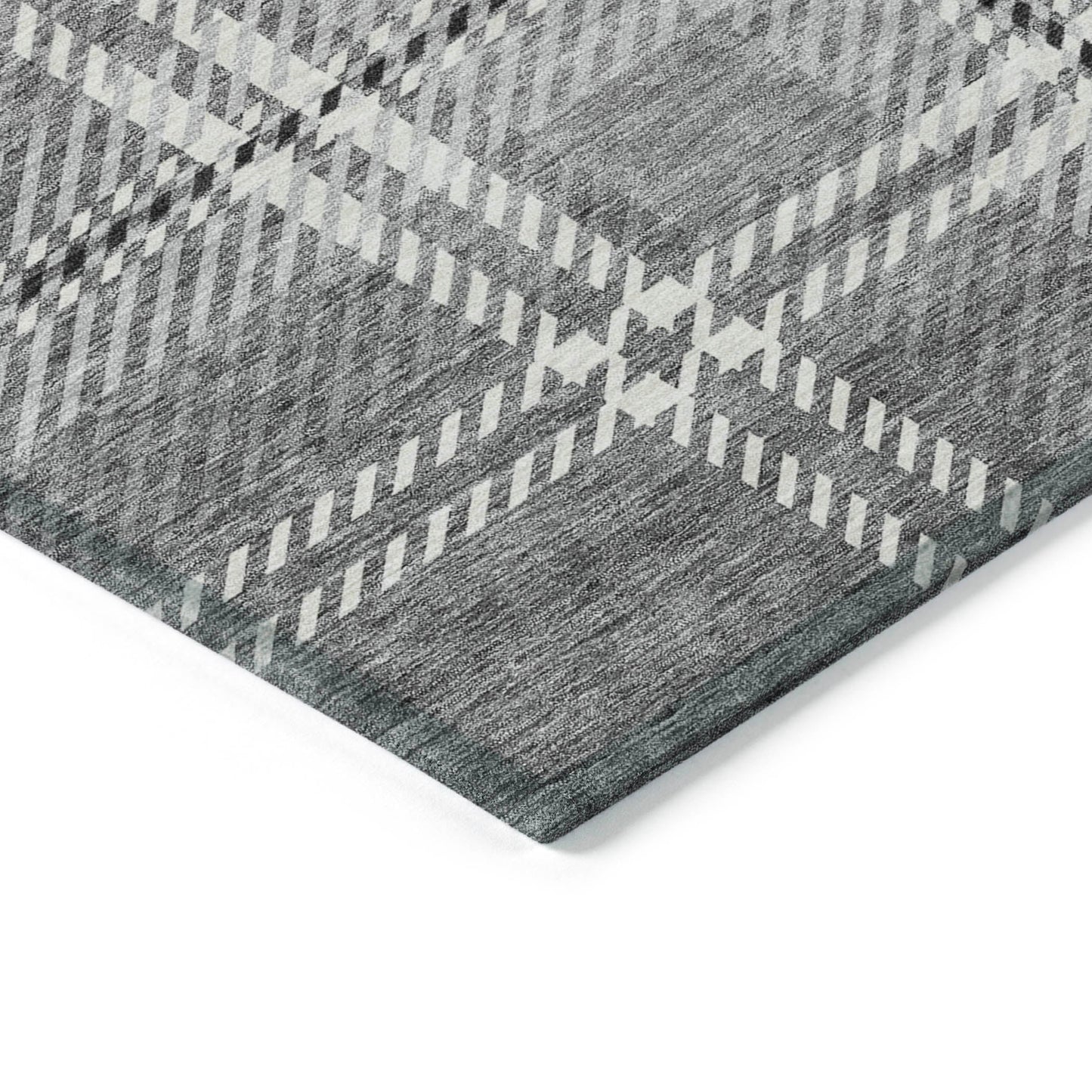 Spiral Whispers Grey Washable Indoor-Outdoor Rug